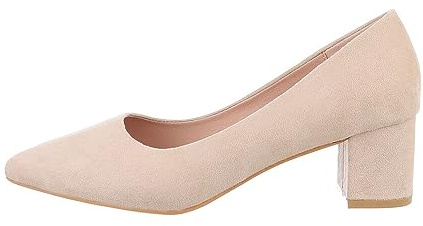 Ital Design Damen Pumps mit Blockabsatz, Spitze Form, Beige, Gr. 37