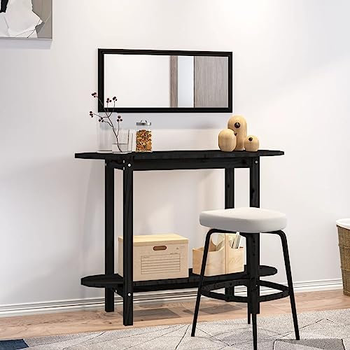 Higsose Console Noir en Bois Massif de Pin - Table d'Appoint Haute pour Entrée et Salon - 110x40x80 cm