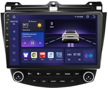 GOHEXA Android 12.0 Radio Coche 2 DIN 10 Pulgadas Pantalla Táctil para Honda Accord 7 2003-2007 con GPS,USB,FM Radio,WiFi,HD,Mandos,Llamadas Manos Libres Bluetooth Volante (Size : V1(1G+16G))