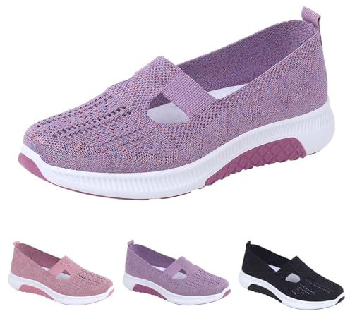 AEHO Chaussure orthopédique Chaussures de Marche Femme Chaussures pour Pied gonflé Chaussures Femme Confort Chic Chaussures de Marche Chaussures Pieds sensibles Femmes,Violet,38/240mm