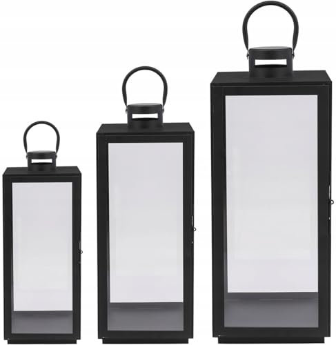 Laterne XXL Gartenlaterne Metall Windlicht Laternen Deko Kerzenhalter Kerzenleuchter Kerzenständerr für Outdoor Wohnzimmer Garten Balkon Innen Indoor (F270)