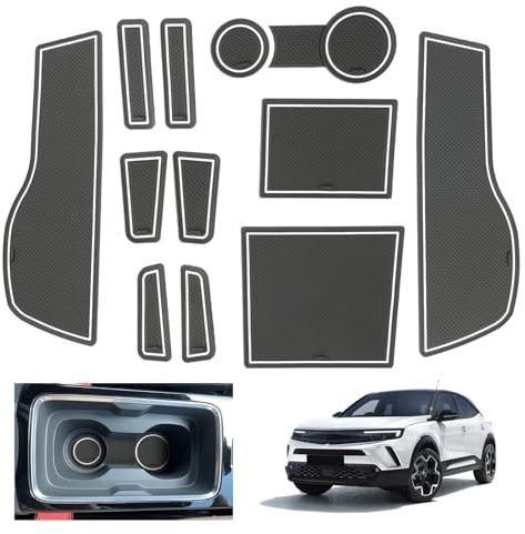 GAFAT Kompatibel mit Opel Mokka B Mokka-e 2021-2024 2025 Antirutschmatten, 2025 Facelift Mokka e Gummimatten rutschfest Non-Slip, Mittelkonsole Türnaht Matten, Mokka B Zubehör (Weiß)