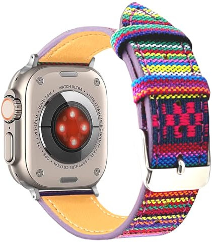 Aizgalxor Cinturino in Intrecciato Compatibile con Apple Watch Ultra 2, Bohemien Cinturini di ricambio Compatibile con iWatch Series 9/8/7/6/5/4/3/2/1/SE (41/40/38mm, Arcobaleno)