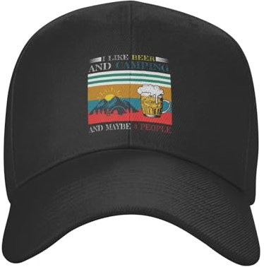 KWQDOZF Retro Vintage wie Bier und Camping und vielleicht 3 Personen Baseballkappe für Männer und Frauen verstellbare Klassische Papa-Mütze Trucker-Kappe für Laufen Outdoor-Aktivitäten