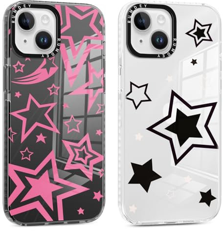 RUMDEY 2 Pack Cute Coquette Stars Print Phone Case for Apple iPhone 7 Plus / 8 Plus 5.5 inches, Aesthetic Soft Slim Anti-Yellowing Shockproof TPU Fashion Bumper Cover with Design