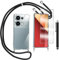 Handykette für Xiaomi Poco M6 Pro 4G/Redmi Note 13 Pro 4G Hülle mit Displayschutzfolie Schutzfolie, Necklace mit Abnehmbar Kordel zum Umhängen Transparent Silikon Schutzhülle mit Band in Schwarz