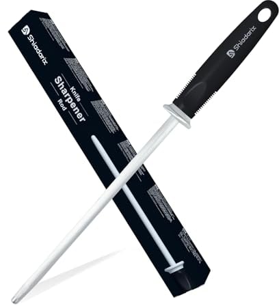 Shiadarix Wetzstahl für Messer Profi Messerschärfer Stab aus 22cm Gehärtetem Spezialstah & Ergonomisch Geformter Soft-Touch Griff mit Fingerschutz, Schwarz