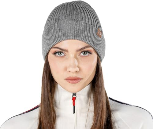 Woolona Merino Mütze Icewall | 100% Merino Wollmütze Unisex | 250g Merinowolle Strickmütze für Damen und Herren (DE/NL/SE/PL, Alphanumerisch, Einheitsgröße, Grau)