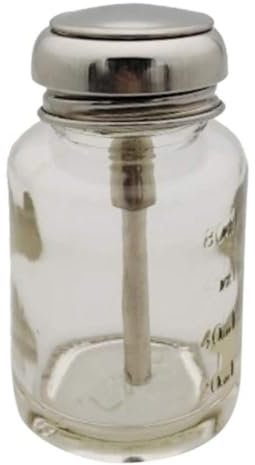 Peosaard Bouteille en verre poussée Dispensateur d'alcool Poussez pour le dissolvant de maquillage de vernis à ongles 80 ml, Dispensateur Push Down