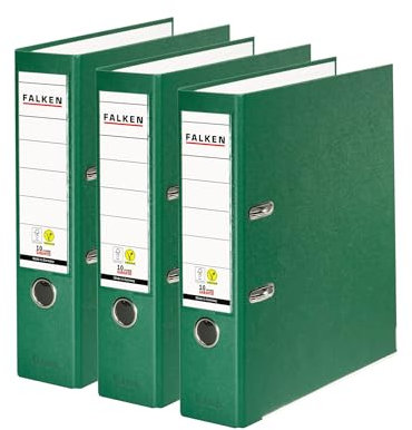 Original Falken 3er Pack PP-Color Ordner. Made in Germany. 8 cm breit DIN A4 grün Vegan Kunststoff-Ordner Ringordner Aktenordner Briefordner Büroordner Plastikordner Schlitzordner