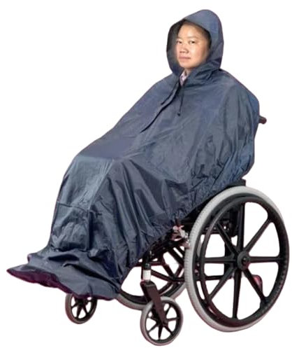 Fonakei Wasserdichter Rollstuhl Regencape, Regenponcho Für Rollstuhlfahrer, Elastischer Rock, Rollstuhlzubehör, Mac Ohne Ärmel, Maschinenwaschbar, Universalgröße, Marineblau