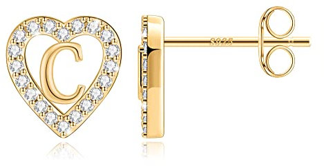 TINGN Buchstaben Ohrringe Mädchen - Ohrstecker Gold Ohrringe für Mädchen Geschenke 8 Jahre Ohrringe Mädchen Ohrstecker Herz Ohrringe Stecker Goldene Ohrringe Damen Mädchen Ohrringe Buchstaben
