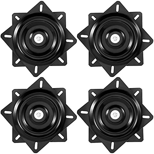 FAAING 4 Stück 16 x 16 cm Barhocker Drehplatte Schwarz, 360° Grad Drehteller für Stuhl, Quadratisch Barhocker Drehteller Ersatz für Recliner Stuhl oder Möbel