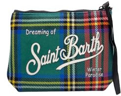 Saint Barth MC2 Borsa Pochette Aline Stampa Tartan Verde Dimensioni: 20 x 14,5 x 7 cm