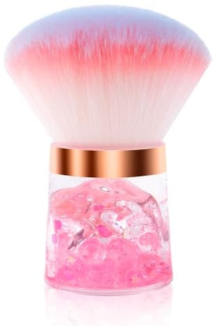 Nail Dust Brush, Round Nail Art Dust Powder Remover Brush with Acrylic Handle, Dust Brush for Nails Soft Nail Duster Brush (Round)