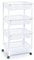 AC - Carrito verdulero Modelo PLFT de plástico con 4 Niveles y Ruedas, cestas apilables portaobjetos, Frutas, Verduras, Cocina, baño (Blanco - 85 x 40 x 30 cm)