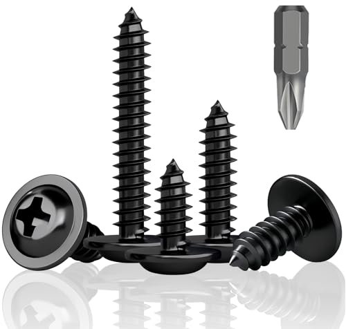 HXJDAM Lot de 120 vis auto-taraudeuses noires M4,2 x 38 mm à tête plate - Vis à bois - Vis autotaraudeuses - Pour tôle, plaque de plâtre, plastique et bois