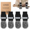 2 Paar Hundesocken Anti Rutsch, Hundeschuhe, Hundesocken, Doppelseitige mit Verstellbaren Riemen, Hundeschuhe Pfotenschutz Outdoor, Hundesocken für Große Hunde(Schwarz, L)
