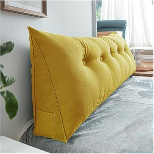 ROBAUN Kopfteil-Keilkissen for Twin/Queen/King-Size-Betten, Kopfteil-Lese-Rückenlehne, Schlafsofa-Kissen mit abnehmbarem Bezug(Yellow,200cm/78.7inch)