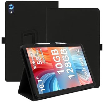 Protective Case for WHITEDEER/HIGRACE/FYMLCPFY C107 10 inch Tablet Android 14 Tablet with Hand Strap & Stand& Anti-Drop Feature - Sleek and Simple Design,Black