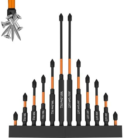Juego de brocas magnéticas de alta dureza, súper fuertes, kit de brocas magnéticas resistentes, destornillador de ranura cruzada para destornillador eléctrico (2Set-12Pcs)