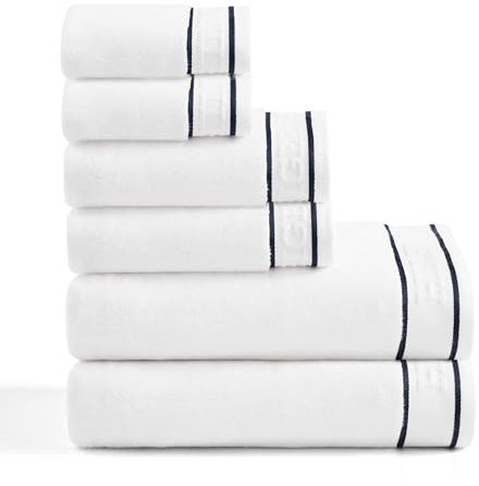 Tommy Hilfiger - Badetuch-Set, weiche und saugfähige Premium-Baumwolle, schnell trocknend und ohne Verdrehung, modernes Design (Legacy White, 6-teilig)