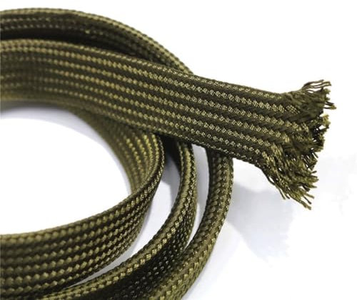 KPKPK Funda de Cable Trenzado de algodón Verde de 10 Metros for Cable de Audio de Potencia con Amortiguador Negro.(20mm)