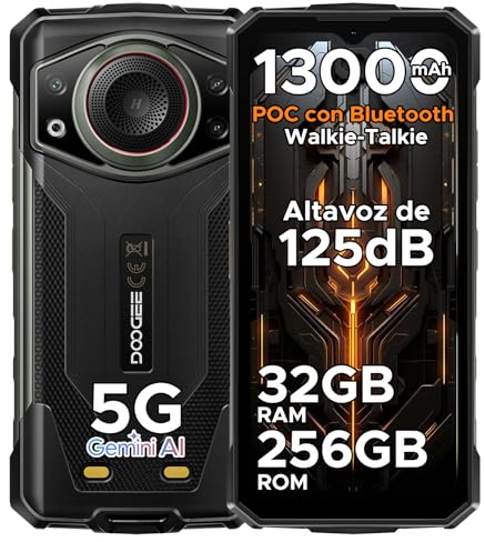 Fire 7 Ultra Rugged Smartphone 5G Andriod 15, 32GB+256GB, 13000mAh Telefono Indistruttibile, 64MP, Dimensity 6300 Octa Core/Bluetooth Walkie Talkie/POC/PTT/SOS/M6/125dB/3.5W Altoparlante-Grigio