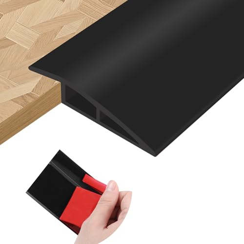 Profilo di transizione pavimento PVC soglia di dislivello pavimento adesivo striscia di transizione soglia di tappeto (Nero, 20mm×2m)