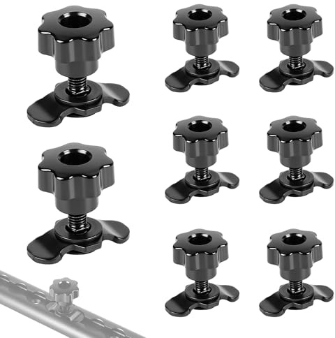 EXLECO 8 Airlineschiene Schraubfitting M8x40mm mit Sterngriffmutter Schwarz | Airline Fitting Airlinebeschlag, Airlineverschraubung Zubehör, Endbeschlag für Zurrschienen, 500daN Airlineverschraubung