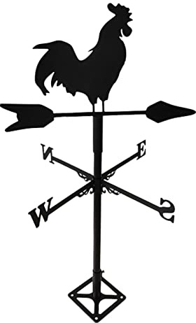 Stgfyxgs Veleta de Gallo para Tejados Indicador de Viento para Jardín Accesorio de Acero Inoxidable Resistente Adecuado para Decoración de Casas Graneros, Negro, Gallo