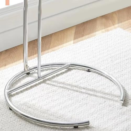 OVAQUIXI Mesa Auxiliar en Forma de C, Base de Metal con Tapa de Cristal, Mesa de Centro Elevable Transparente para Sofás Cama y Salas de Estar (Gray)