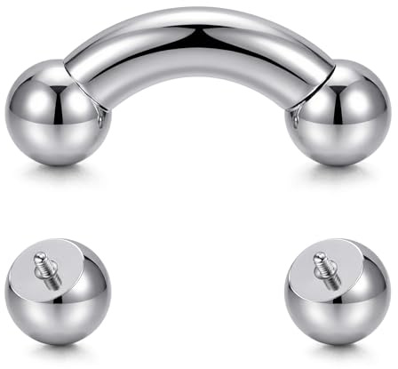 QSKISS Curved Barbell Piercing Prinz Albert Schmuck Pa Piercing, 14G 12G 10G 8G 6G 4G 2G 0G 00G Heavy Gauge Barbell Banane Bar mit Ersatzkugeln für Augenbraue Bauch Septum Ohr Goth Punk Stil