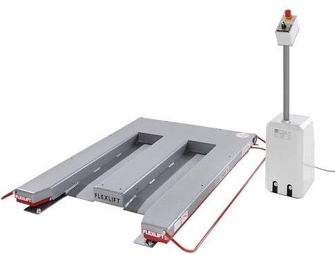 Flexlift | Flachform-Hubtisch | Baureihe E | Tragfähigkeit 1500 kg | LxB 1300 x 1150 mm | 230 V Wechselstrom