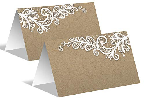 50 x Tischkarten zum Geburtstag Hochzeit Blanko Platzkarten Namenskarten - Rustikal Kraftpapier Look