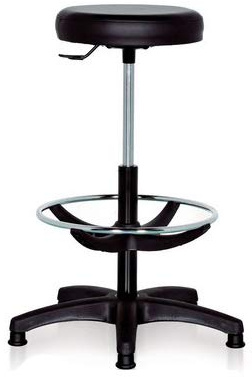 GALIZIA Sgabello da lavoro con poggiapiedi girevole per salone estetico Sgabello per ambulatorio medico dentista, con rotelle o piedini, rotazione libera di 360°, 7 cm di imbottitura, (blu)