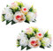 Lot de 2 Bouquets de fleurs artificielles, 15 roses en plastique avec base, pour centre de table de mariage, décoration de Saint-Valentin/d’intérieur, compositions florales, Champagne rosé et Blanc