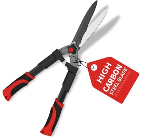 GARTOL Heckenschere, 58 cm, ideal zum Formen von Hecken, dekorativen Sträuchern, mit 22,9 cm gewellten Sk-5 Klingen, stoßdämpfende Stoßstangen, Starke Stahlgriffe und Verstellbarer Zugregler