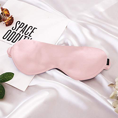 THXSILK Seidenschlafmaske Frauen Seide 22 Momme, Bio Maulbeerseide Augenmaske Bequem, Nachtmaske mit Gummiband für Schlaf zu Hause und Auf Reisen, Bezauberndes Rosa