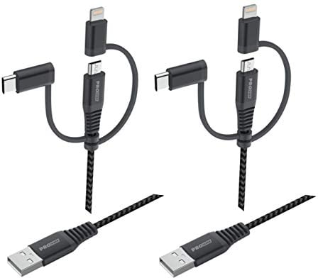 ProUser 3-in-1 USB-Kabel-Set: 2er Pack: 50+100cm, Lade und Datenkabel der Spitzenklasse, 3A Schnellladen, unterstützt Power Delivery, iPhone13, Samsung, Huawei, Powerbank etc. Laden