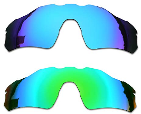 SOODASE Pour Oakley Radar EV Path Des lunettes de soleil Bleu/Vert 2 Paires Verres de remplacement polarisés