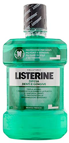 LISTERINE Mundspülung zur Abwehr von Zähnen und Zahnfleisch, frische Minze, entzündetes Zahnfleisch, mit Fluorid, Mundhygiene für gesundes Zahnfleisch, 2 x 1 l