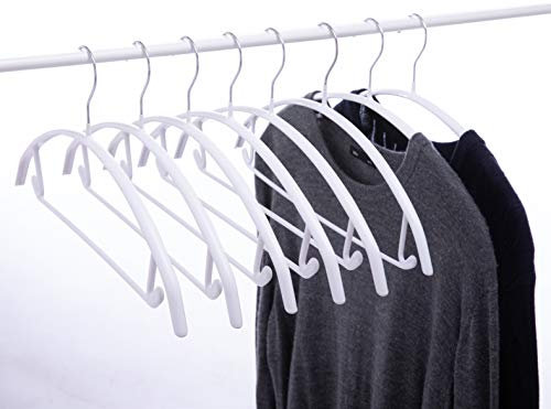 Cocomaya 42CM Weiß Keine Schulter Bumps No Mark Anti-Rutsch Gummi beschichtete Kontur Metall Mantel Kleiderbügel, Pullover Kleiderbügel, T-Shirt Kleiderbügel mit Hosenbügel 20 Stück
