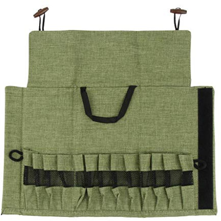 Inzopo Besteckset Aufbewahrung Halter Rolltasche für Essstäbchen, Löffel, Gabel, Besteck, Tragetasche mit Griff, faltbar, ultraleicht, Armeegrün