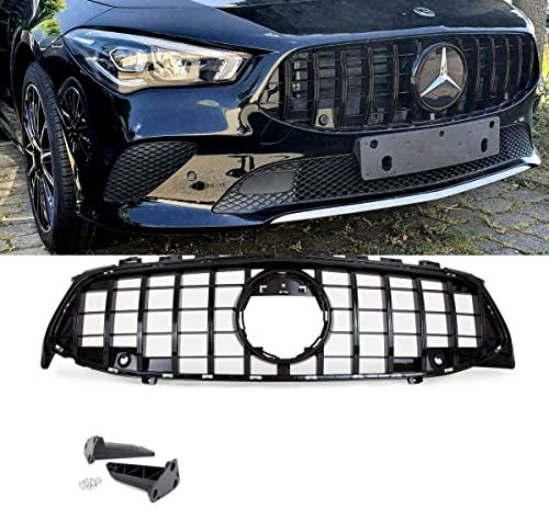 Kühlergrill Schwarz glanz kompatibel für Mercedes CLA W118 ab 2019 für PDC ohne Kamera auf GT Sport- Panamericana DM Autoteile 2800