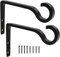 2 Pack Hanging Basket Bracket,Outdoor Hanging Brackets Wall Hooks for Garden Lawn Light Flower Pots Bird Feeders Plants Lanterns Wind Chimes (Black)