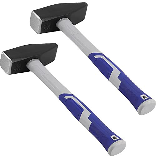 HOIGON 2 Pack Cross Pein Hammer, 4.4LB Carbon Steel Head, Fiberglass Handle, Ergonomic Grip, Black