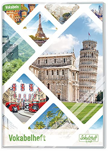 Vokabelheft A5 Premium 2 Spalten 64 Seiten mit Schutzumschlag [Turm Pisa] by Häfft mit Lerntipps, Europakarte, Infos zu Kultur u.v.m