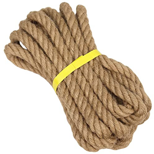 Verdrehtes Juteseil (1,9 cm x 6,1 m) natürliches dickes Hanfseil für DIY Handwerk, Geländer, Hängematte, Dekorieren