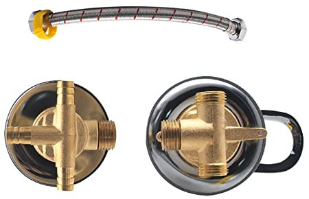 2/3/4/5 Vías Grifo Mezclador para Cuarto Ducha 30cm Manguera Intubación Separada Latón Cabina Ducha, Válvula Mezcladora Agua Desviadora G1/2 Dividida, Cartucho Cerámica, Manija Doble (3 Salida)